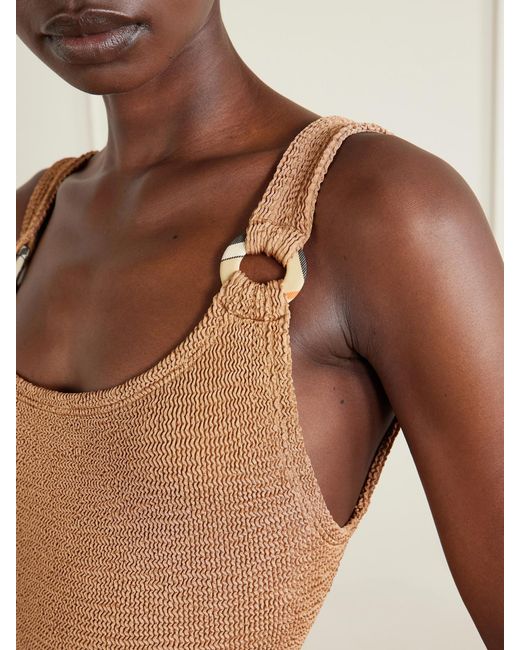 Burberry Brown Hunza G Domino Original Crinkle Swimsuit