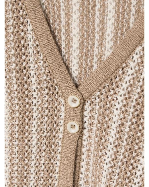 The Elder Statesman Natural Nora Lite Striped Crocheted Cotton Cardigan
