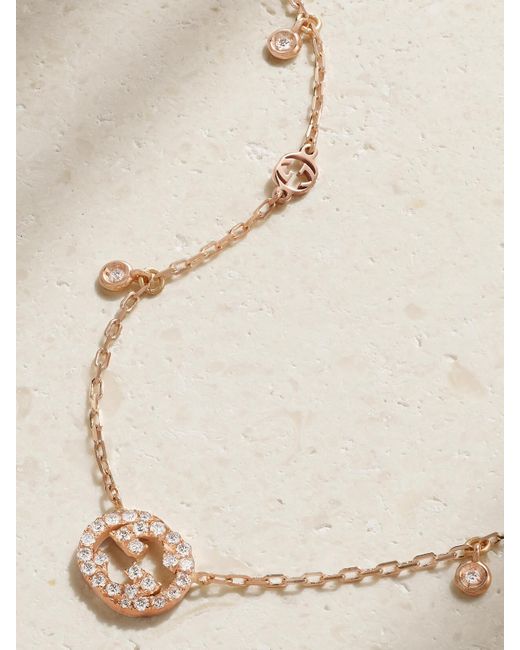 Gucci Natural Interlocking G Kette Aus 18 Karat Roségold Mit Diamanten