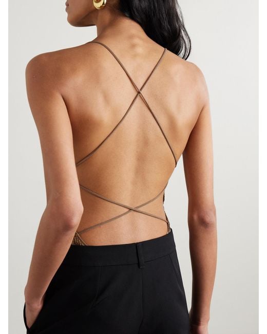 Body Dos Ouvert En Résille À Sequins Fara Norma Kamali en coloris Natural