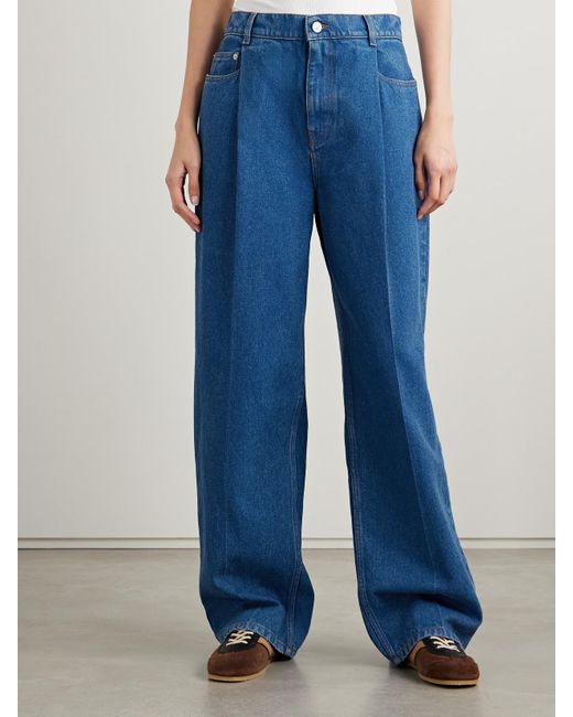 Marni Blue Tief Sitzende Jeans Mit Weitem Bein Und Falten