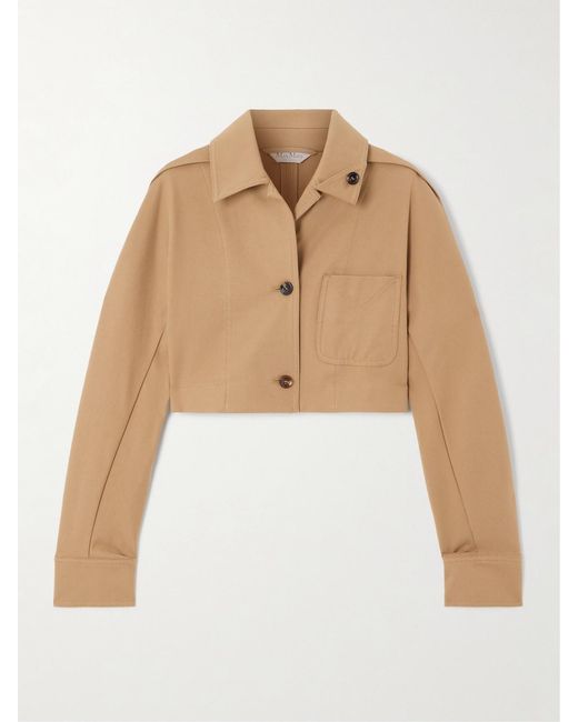 Max Mara Natural Cropped Cotton-Blend Gabardine Jacket