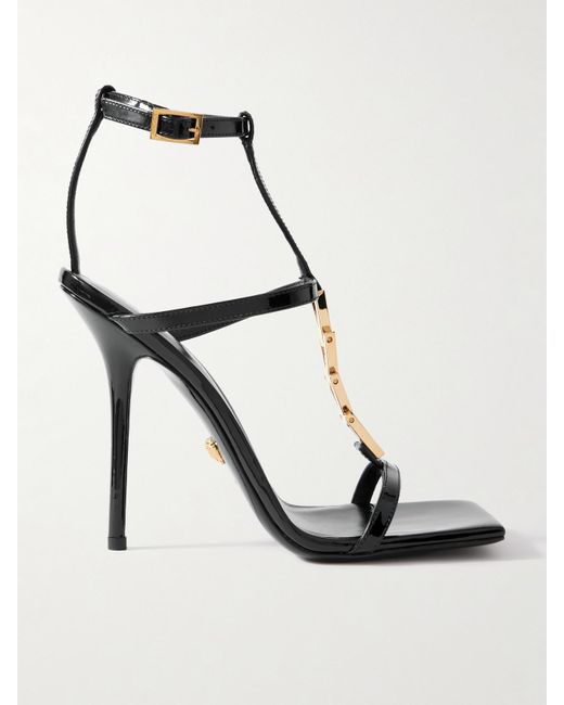 Versace Black Sandalen Aus Leder Mit Verzierung