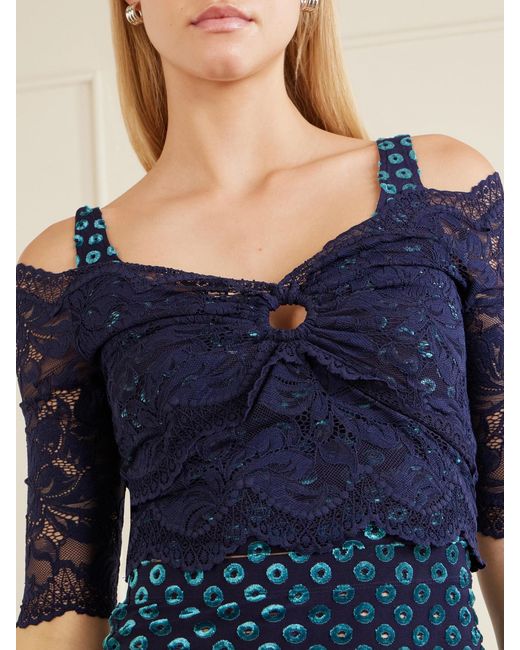 Rabanne Blue Devoré Lace Blouse