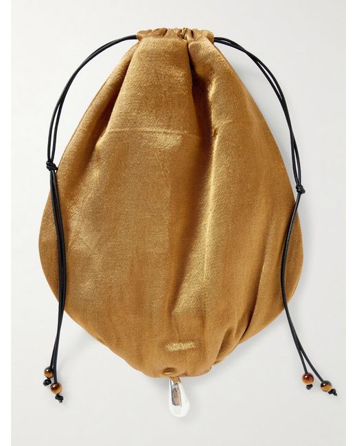 Sophie Buhai Metallic Teardrop Embellished Satin Drawstring Pouch