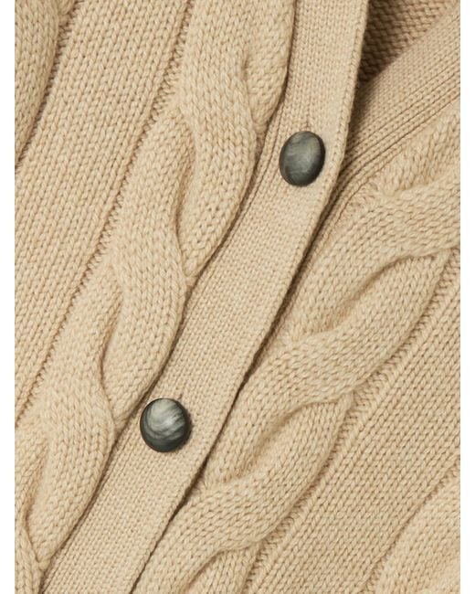 Loro Piana Natural Napier Cable-Knit Cashmere Cardigan