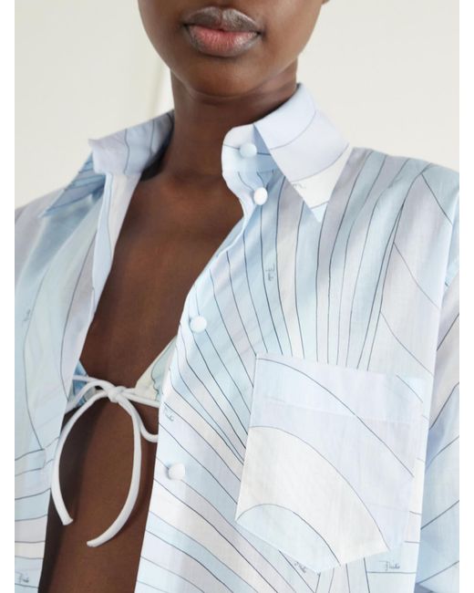 Emilio Pucci Blue Printed Cotton-Muslin Shirt