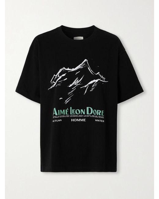 Aimé Leon Dore Black Summit Printed Cotton-Jersey T-Shirt