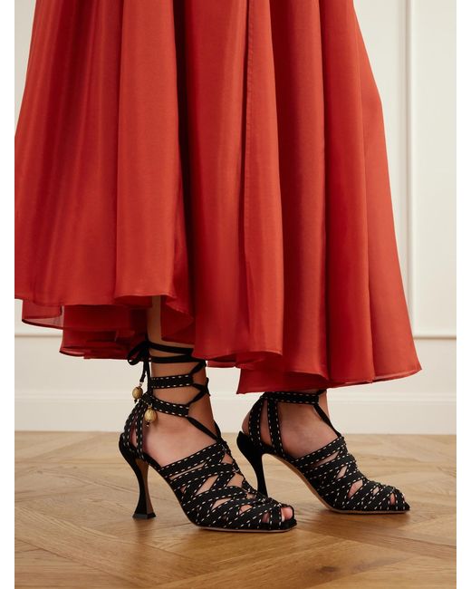 Zimmermann Black Corsage 85 Embellished Sandals