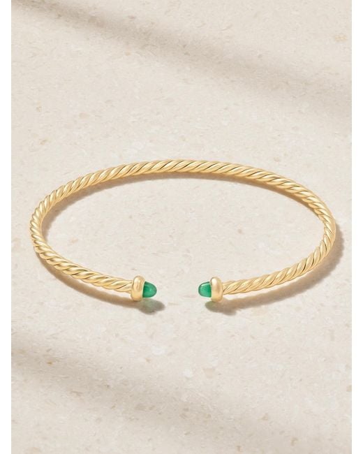 David Yurman Natural Micro Cablespira Flex 18-Karat Emerald Bangle