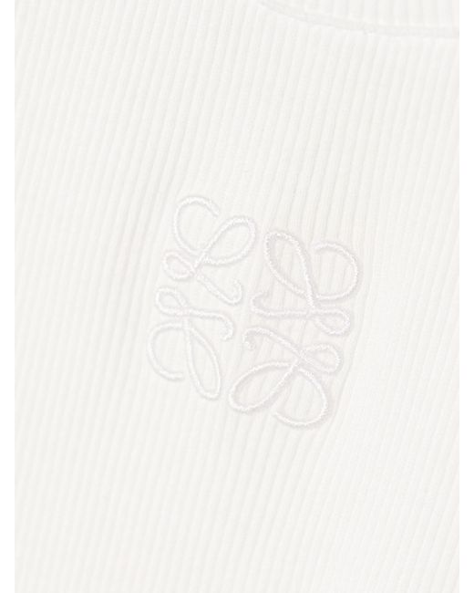 Loewe White Paula's Ibiza Cutout Corded Lace-Trimmed Ribbed Stretch Cotton-Jersey Tank