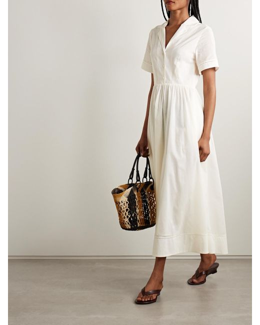 Robe-Chemise Midi En Popeline De Coton À Fronces Meryl Staud en coloris White