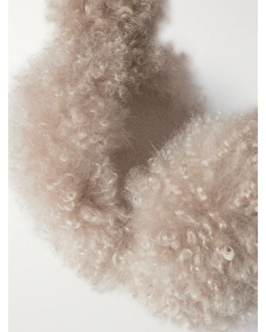Yves Salomon White Wool-Trimmed Shearling Earmuffs