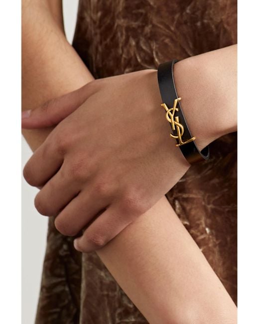 Saint Laurent White Opyum Leather And-Tone Bracelet
