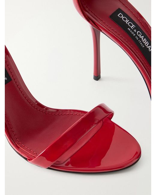 Dolce & Gabbana Pink Logo-Detailed Patent-Leather Sandals