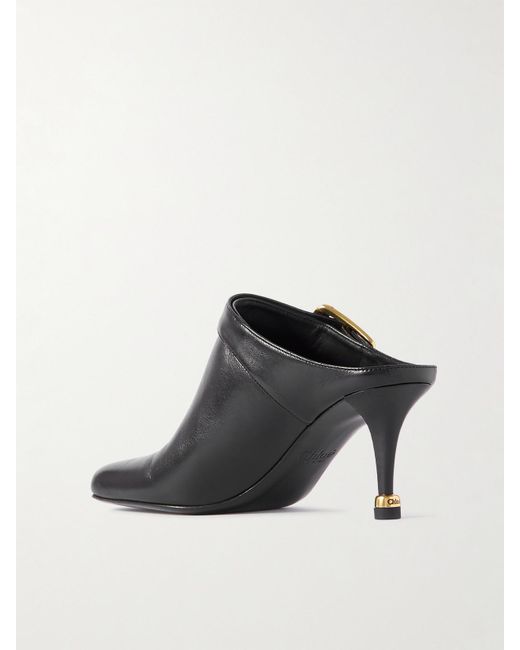 Chloé Black Andrea Mules Aus Leder Mit Schnallen