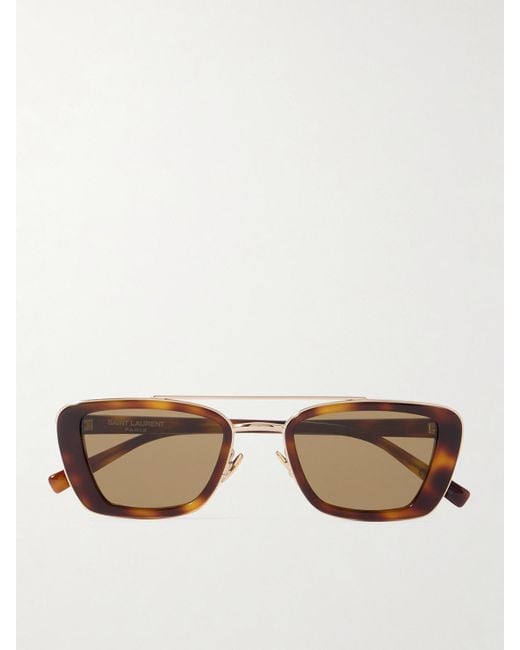 Saint Laurent Multicolor Rectangle-Frame Acetate And-Tone Sunglasses