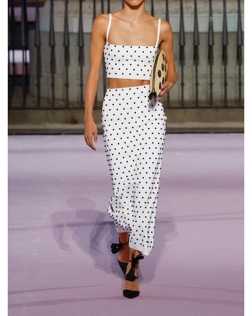 Carolina Herrera White Cropped Crystal-Embellished Knitted Top