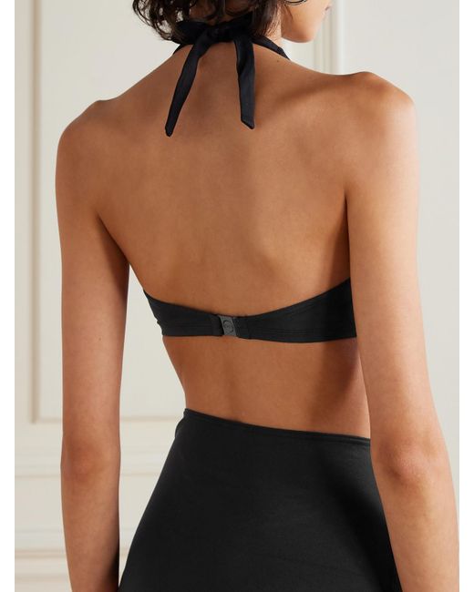 Eres Black Style Bow-Detailed Triangle Halterneck Bikini Top