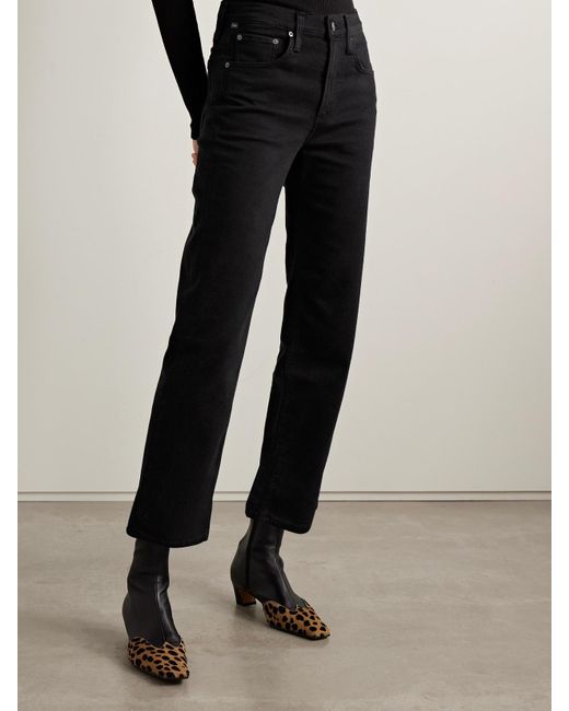 Citizens of Humanity Black Delfina High-Rise Straight-Leg Jeans