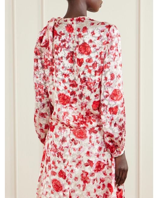 Isabel Marant Red Firma Floral-Print Chiffon Blouse