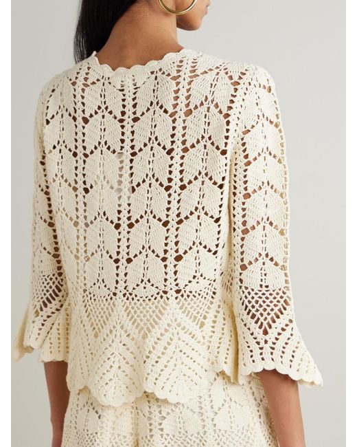 Zimmermann Natural Awaken Scalloped Crocheted Cotton Top