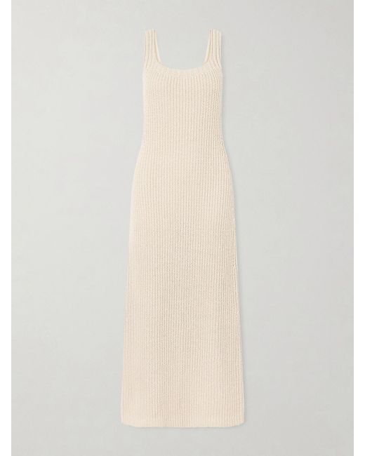 Khaite White Lex Crocheted Silk And Cotton-Blend Midi Dress