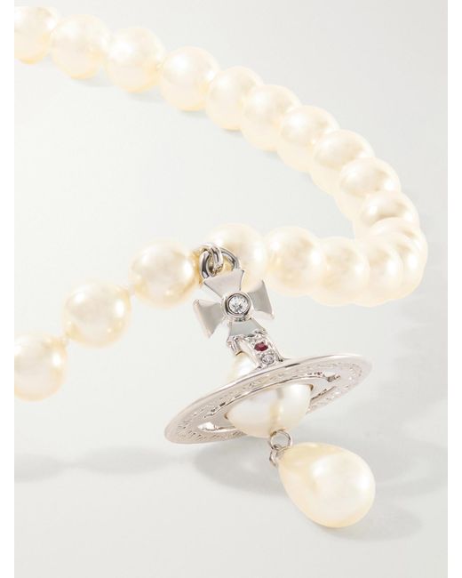 Vivienne Westwood White Orb-Embellished-Tone Beaded Choker