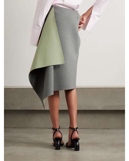 Dries Van Noten Gray Wrap-Effect Cotton-Blend Ponte Midi Skirt
