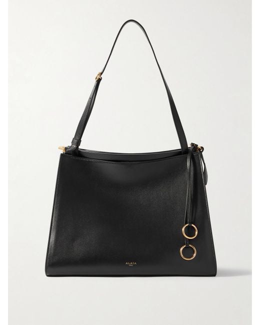 Alaïa Black Le Click Mittelgroße Schultertasche Aus Leder