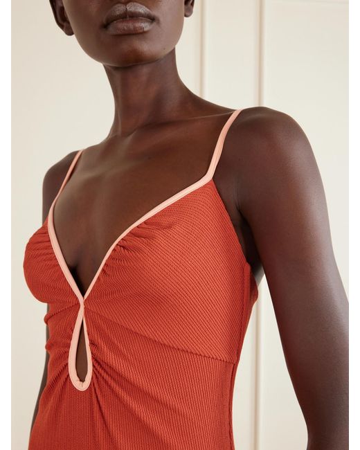 Johanna Ortiz Red Sundown Dust Ribbed Swimsuit