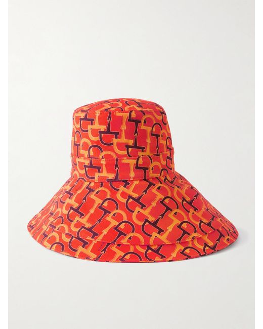 Chapeau En Toile De Coton Imprimée Gucci en coloris Red
