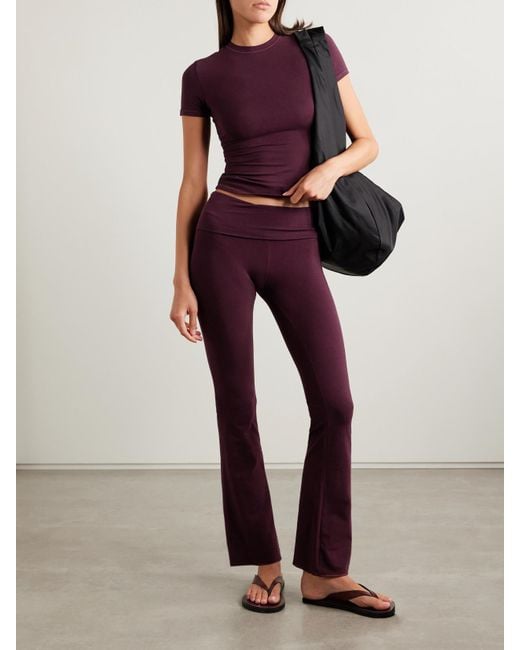 Skims Purple Cotton Jersey T-Shirt – Currant – T-Shirt Aus Baumwoll-Jersey Mit Stretch-Anteil