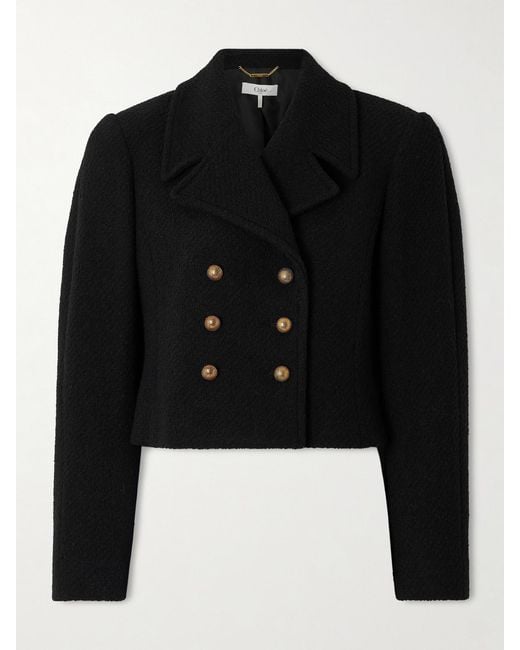 Chloé Black Double-Breasted Wool-Blend Jacket