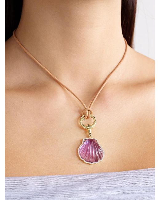 Jenna Blake Pink Shell Anhänger Aus 18 Karat Mit Amethyst Und Diamanten