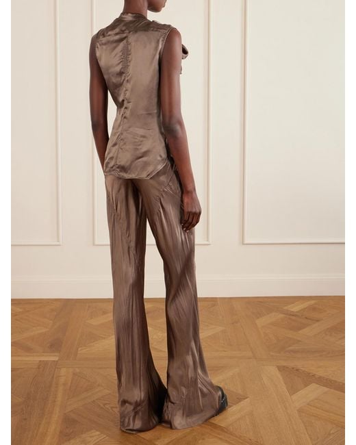 Rick Owens Brown Draped Satin Top