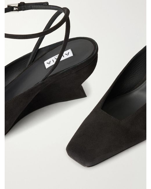 Alaïa White 60 Suede Wedge Pumps