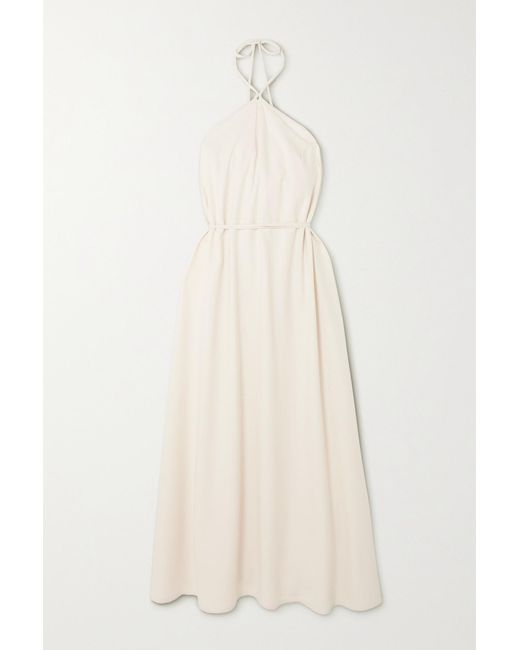Baserange Natural Ligo Silk-voile Halterneck Maxi Dress