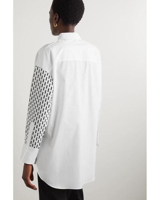 Partow White Hugo Printed Cotton-Poplin Shirt