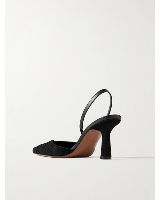 Neous White Dilmun Leather-Trimmed Suede Slingback Pumps