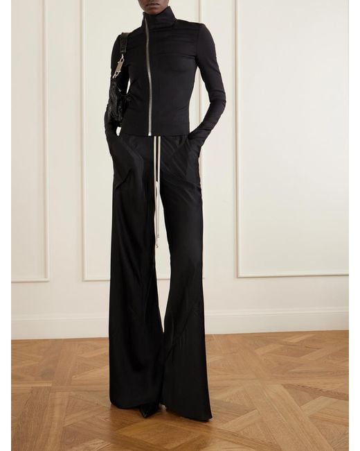 Rick Owens Black Charmeuse Wide-Leg Drawstring Pants