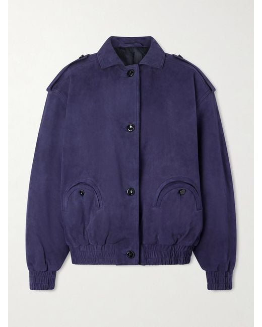 Blazé Milano Blue Viva Charlie Padded Suede Bomber Jacket
