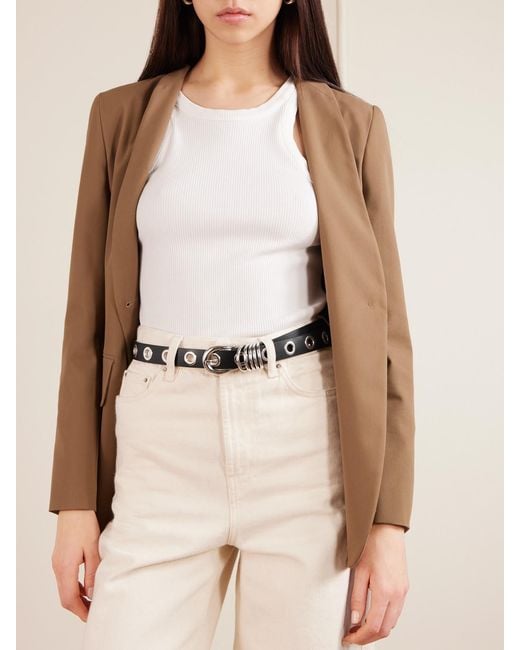 DEHANCHE Black Hollyhock Rivet Eyelet-Embellished Leather Waist Belt
