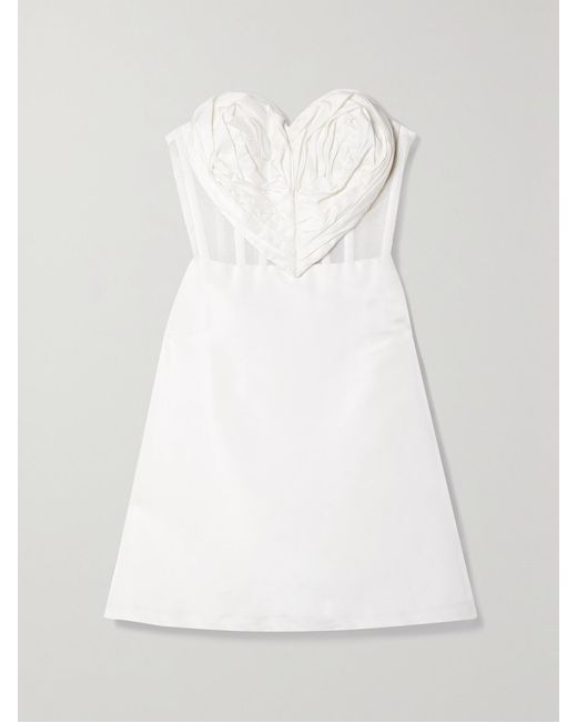 Carolina Herrera White Strapless Silk-Faille And Tulle Mini Dress