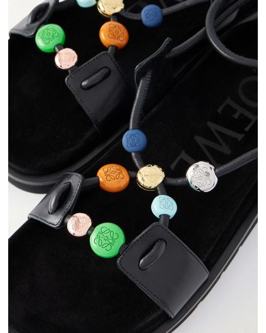 Loewe Black Paula's Ibiza Pebble Beads Fussbett Suede Sandals