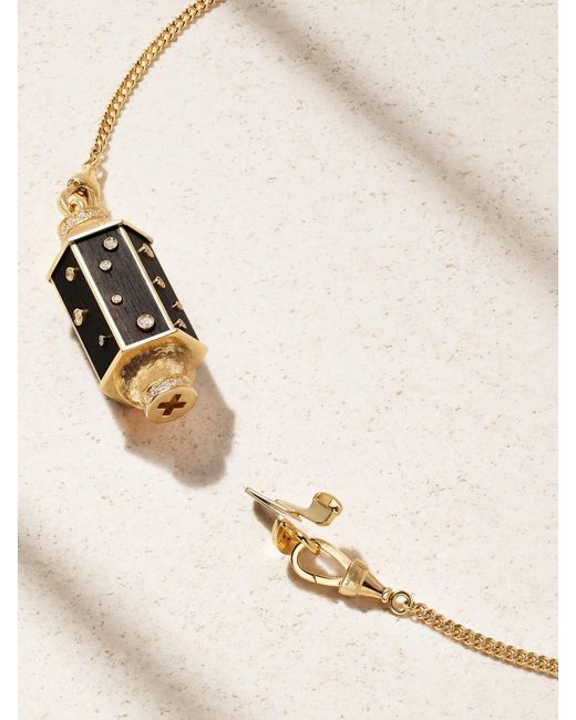 Marie Lichtenberg Natural Dot Locket Gourmette 18-Karat, Ebony And Diamond Necklace