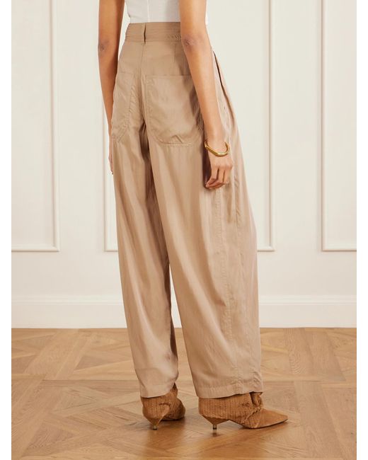 Isabel Marant Natural Inaya Satin Wide-Leg Pants
