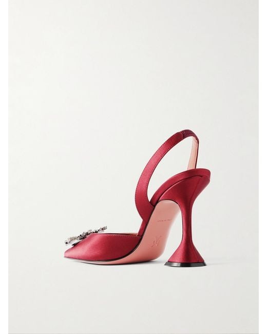 AMINA MUADDI Pink Begum Swarovski Crystal-Embellished Satin Slingback Pumps
