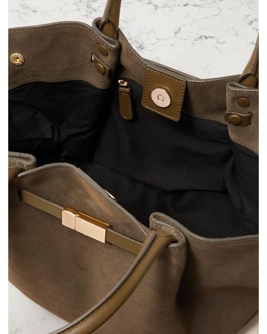 DeMellier London Green New York Tote Aus Veloursleder Mit Lederbesätzen