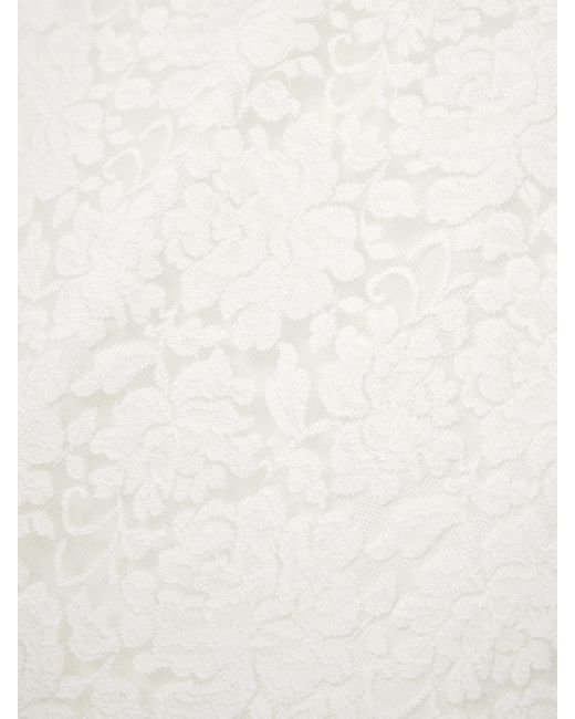 ShuShu/Tong White Bow-Embellished Satin-Trimmed Lace Midi Skirt